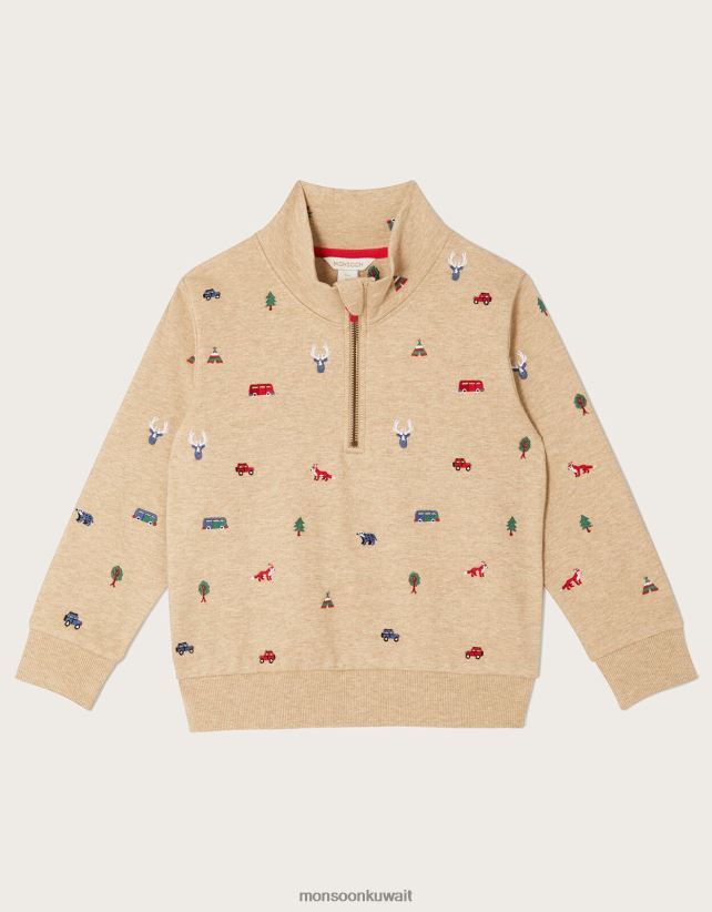 سترة مطرزة بياقة بسحاب ملابس حجر طبيعي) Monsoon ولد N4BV8X2245 - Monsoon kuwait avenues