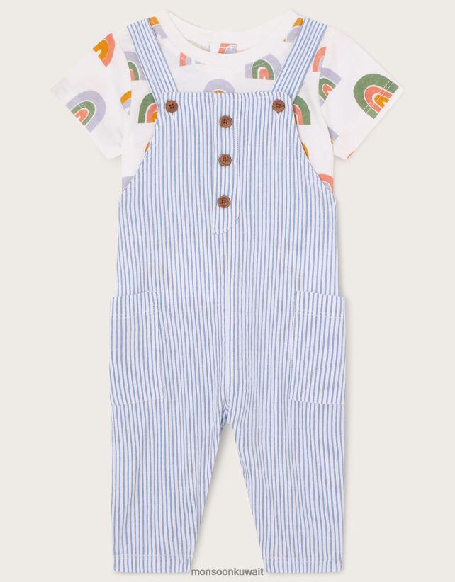 تي شيرت مخطط لحديثي الولادة بألوان قوس قزح ملابس متعدد Monsoon أطفال N4BV8X2279 - Monsoon online customer service