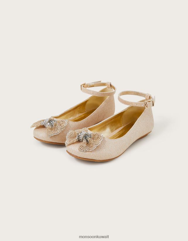 Monsoon accessorize - أحذية راقصة الباليه المسطحة من بولي أحذية ذهب Monsoon بنت N4BV8X2299