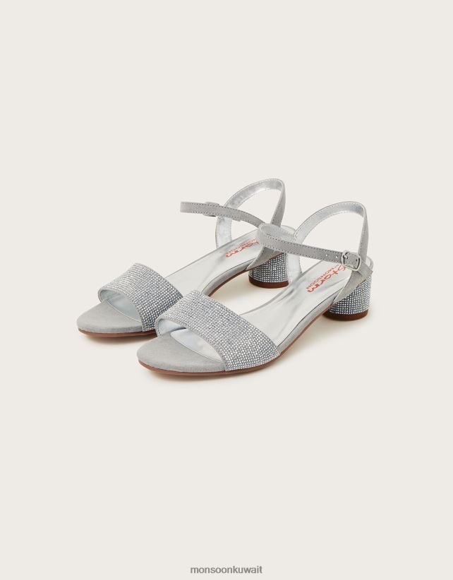 صندل بكعب مرصع أحذية فضة Monsoon بنت N4BV8X2333 - Monsoon kuwait online shopping