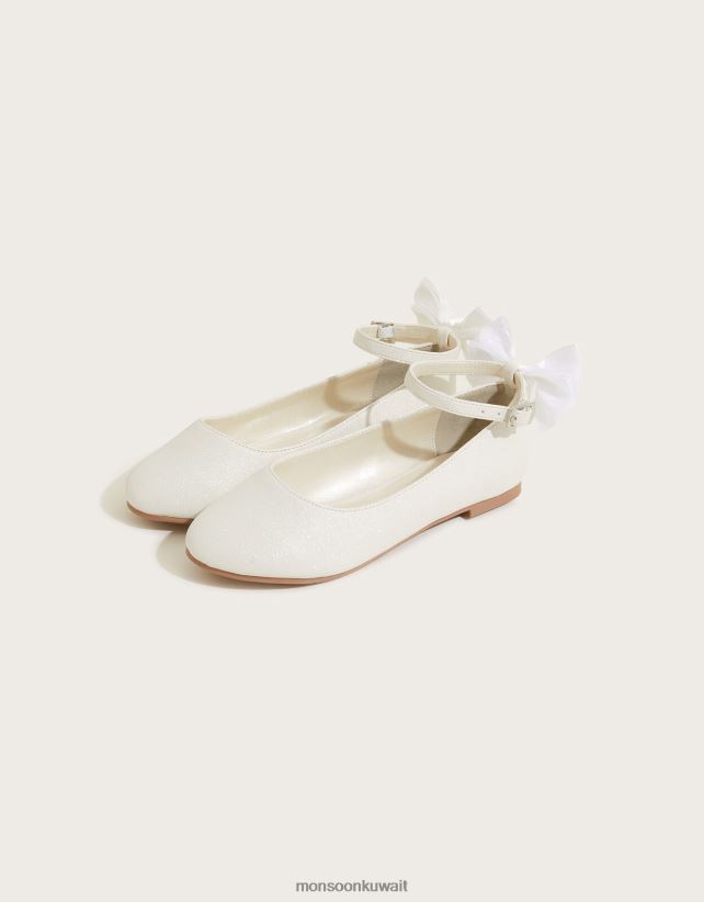 أحذية راقصة الباليه المسطحة من الأورجانزا أحذية عاج Monsoon بنت N4BV8X2338 - Monsoon kuwait avenues