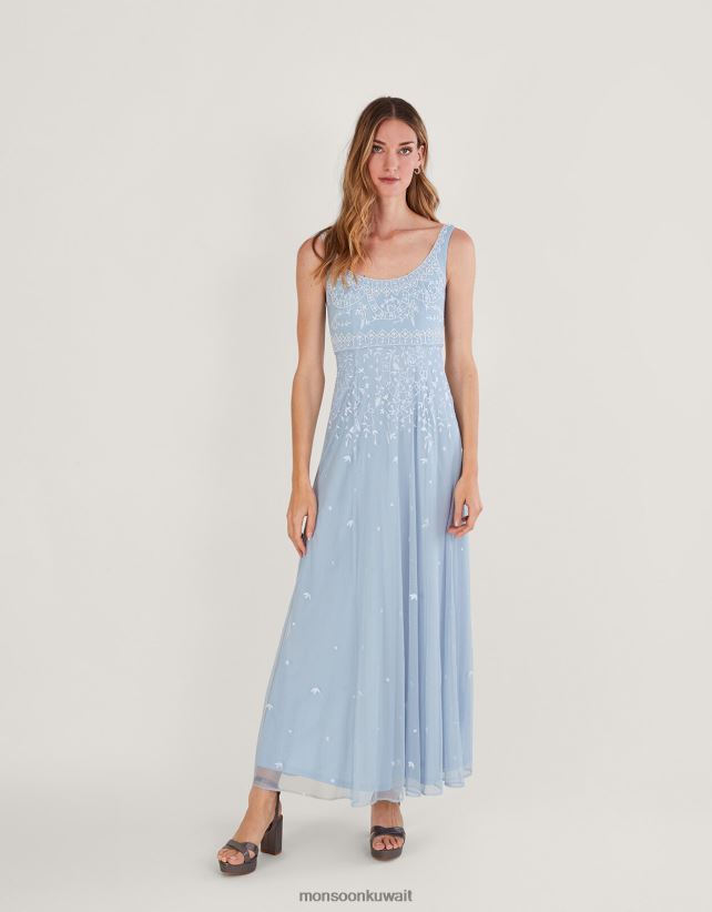 Monsoon Kuwait - فستان ماكسي مطرز من تصميم يوجين ملابس سحاب Monsoon نحيف N4BV8X234