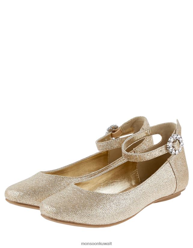 Monsoon معنى - حذاء باليرينا مسطح بإبزيم معدني أحذية ذهب Monsoon بنت N4BV8X2351