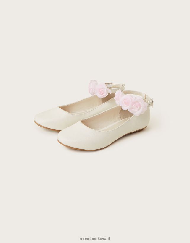 Monsoon UAE - حذاء باليرينا مسطح بلون متباين عند الكاحل أحذية عاج Monsoon بنت N4BV8X2352
