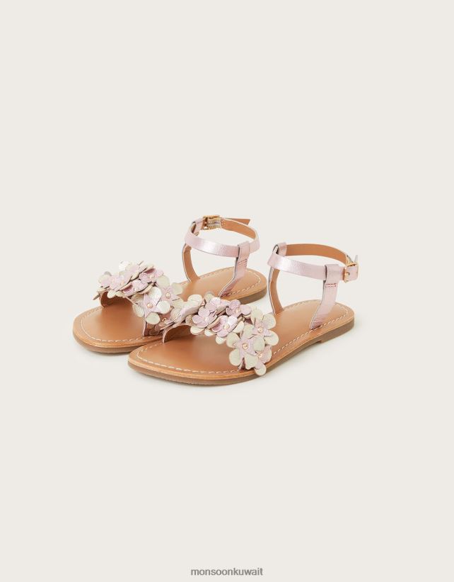 Monsoon Kuwait - الصنادل الجلدية زهرة هدب أحذية لون القرنفل Monsoon بنت N4BV8X2353