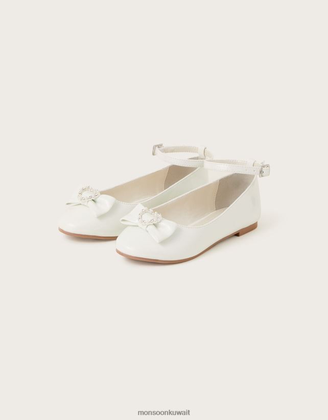 Monsoon محل - حذاء باليرينا مسطح من تيلا لوف هارت أحذية عاج Monsoon بنت N4BV8X2356