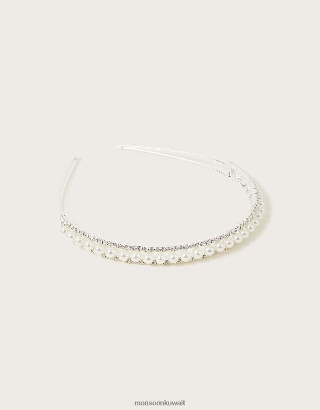 عصابة رأس لوصيفة العروس من اللؤلؤ والماس ملحق أنيق Monsoon بنت N4BV8X2411 - Monsoon kuwait avenues