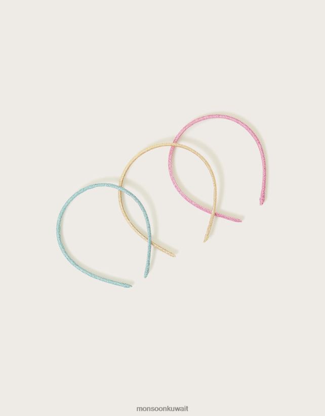 مجموعة من ثلاثة عصابات رأس لامعة بألوان قوس قزح ملحق أنيق Monsoon بنت N4BV8X2441 - Monsoon children