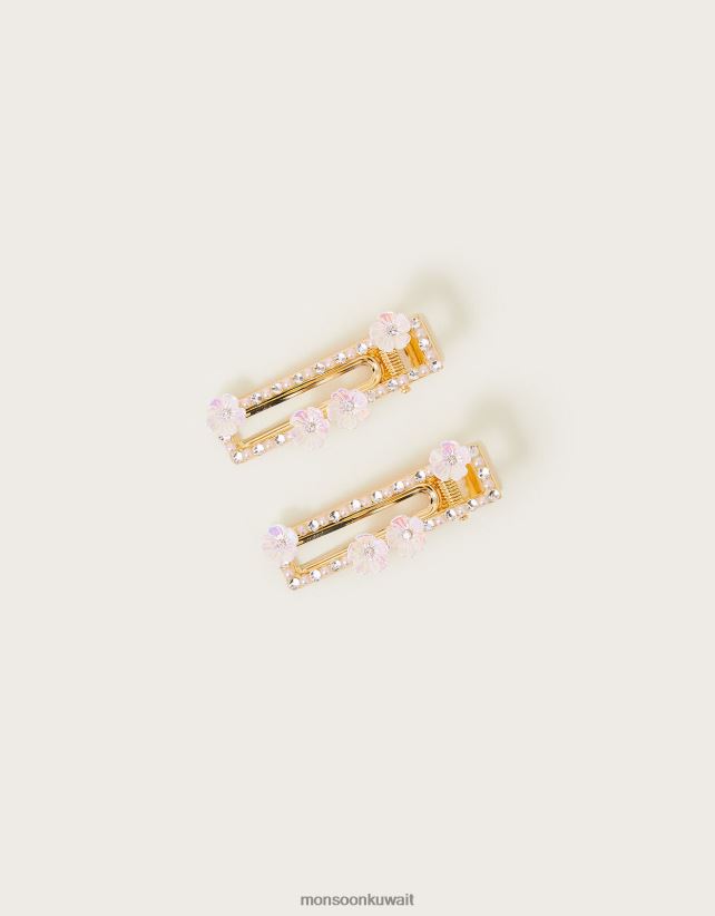 Monsoon محل - مجموعة مشابك شعر برعم لامعة مكونة من قطعتين ملحق رشيقة Monsoon بنت N4BV8X2464