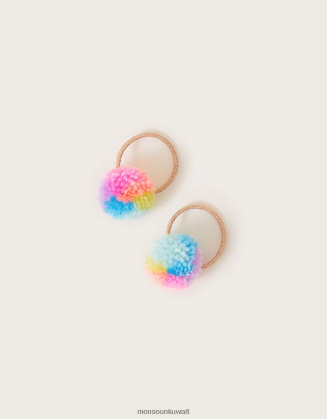 مجموعة ربطات شعر بوم بوم بألوان قوس قزح مكونة من قطعتين ملحق حار Monsoon بنت N4BV8X2512 - Monsoon children