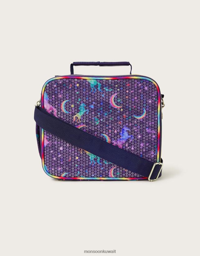 Monsoon accessorize - حقيبة غداء مزينة بالترتر على شكل وحيد القرن ملحق موضة Monsoon بنت N4BV8X2531