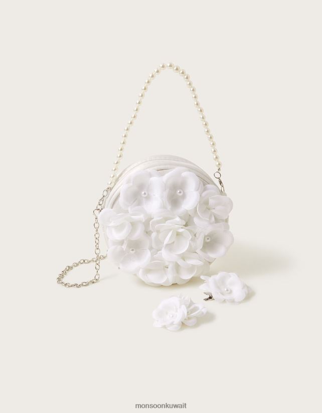 مجموعة حقيبة زهرة بوم بوم ومشابك شعر من اللؤلؤ ملحق موضة Monsoon بنت N4BV8X2546 - Monsoon kuwait avenues