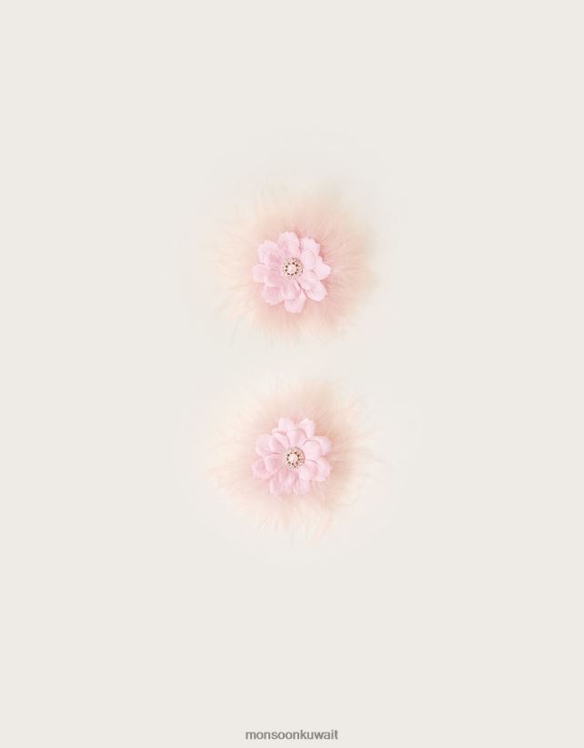 Monsoon Kuwait - مجموعة مشابك شعر لؤلؤية منفوشة مكونة من قطعتين ملحق حار Monsoon بنت N4BV8X2551