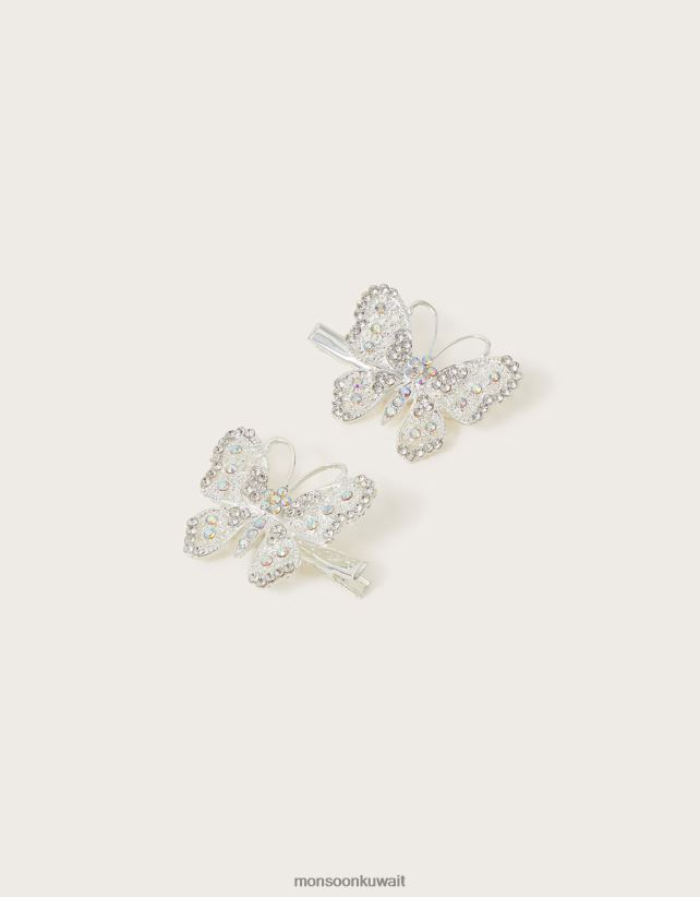 Monsoon محل - مجموعة مشابك شعر على شكل فراشة جوهرة مكونة من قطعتين ملحق موضة Monsoon بنت N4BV8X2575