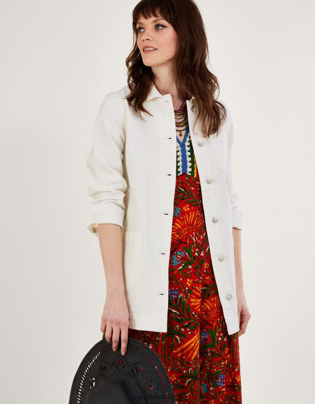 Monsoon UAE - ميندي سترة الدنيم الطويلة ملابس طبيعي (إكرو) Monsoon نحيف N4BV8X260