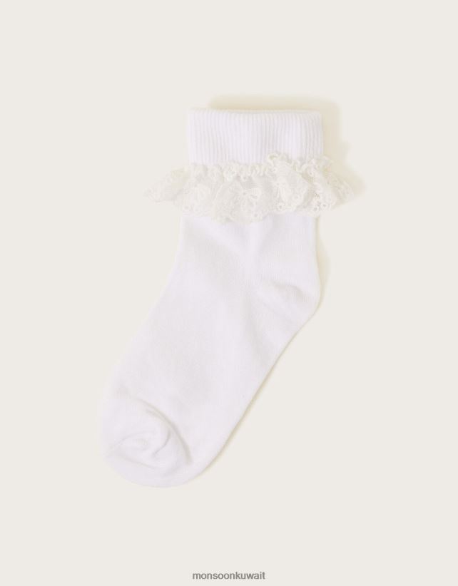 Monsoon accessorize - الجوارب الدانتيل زهرة ملحق أبيض Monsoon بنت N4BV8X2614