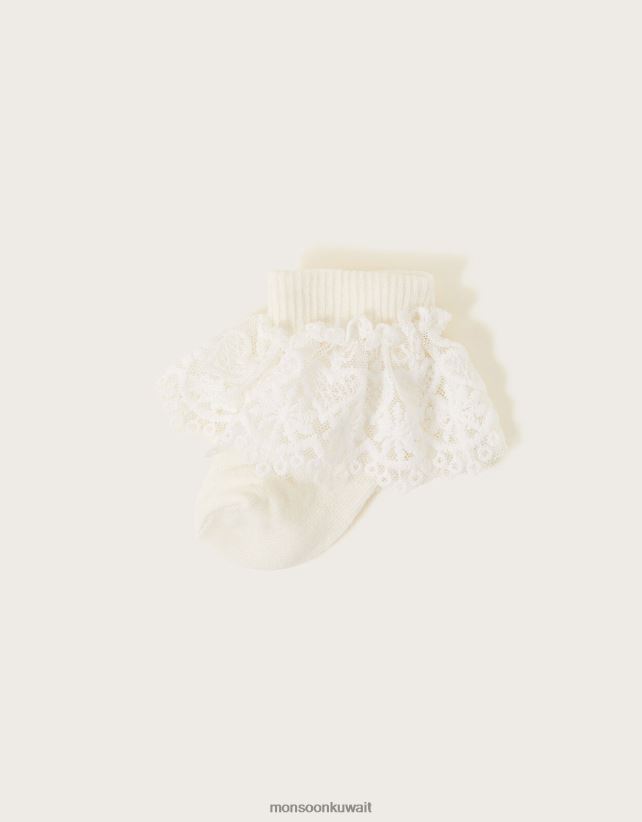جوارب دانتيل على شكل قلب للأطفال ملحق عاج Monsoon بنت N4BV8X2665 - Monsoon kuwait online shopping