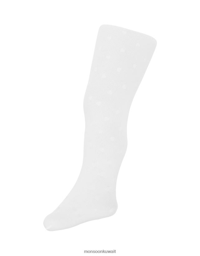 Monsoon UAE - الجوارب النايلون الطفل بريق القلب ملحق أبيض Monsoon بنت N4BV8X2670