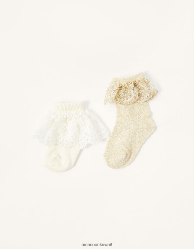 جوارب دانتيل مكشكشة للأطفال ملحق ذهب Monsoon بنت N4BV8X2687 - Monsoon online customer service