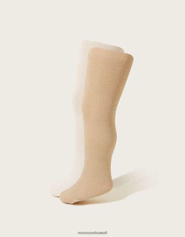 Monsoon UAE - طقم لباس ضيق معدني لامع مكون من قطعتين ملحق ذهب Monsoon بنت N4BV8X2703