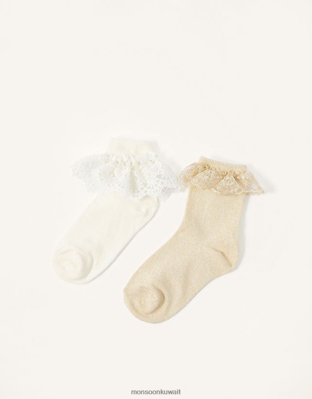 Monsoon UAE - مجموعة جوارب مزدوجة من الدانتيل ملحق ذهب Monsoon بنت N4BV8X2712