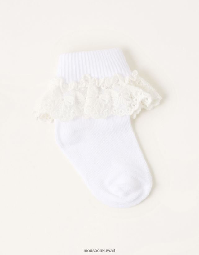 Monsoon UAE - جوارب دانتيل على شكل زهرة للأطفال ملحق أبيض Monsoon بنت N4BV8X2730