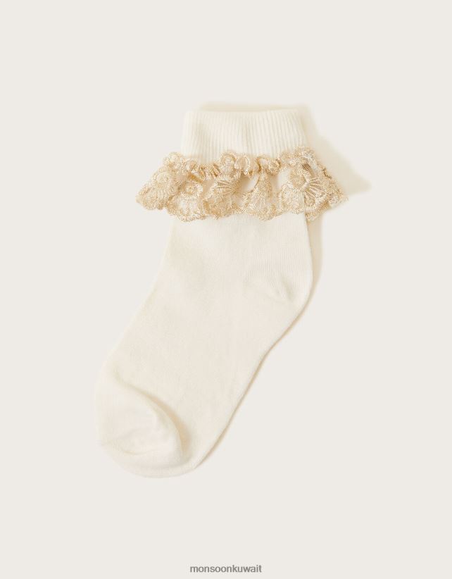 Monsoon Kuwait - جوارب دانتيل لامعة ملحق عاج Monsoon بنت N4BV8X2749