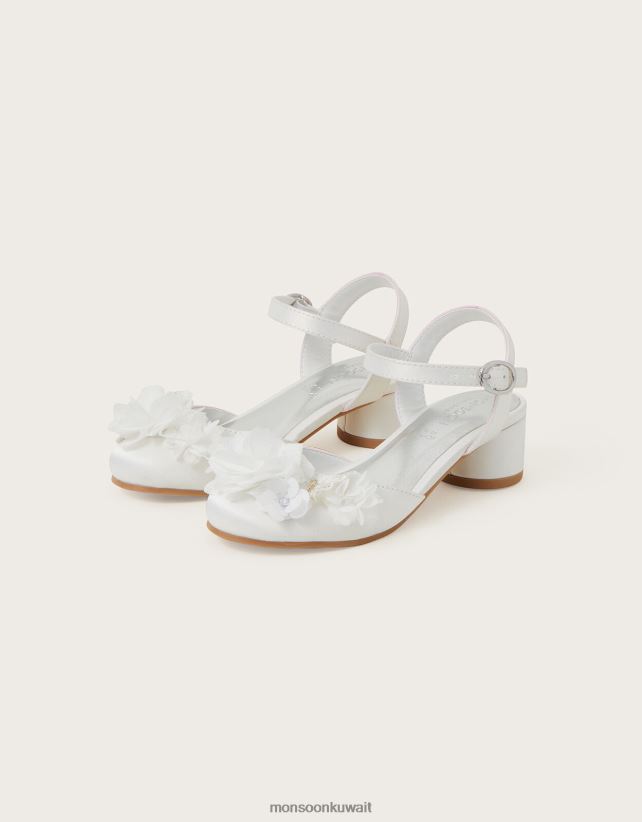 Monsoon accessorize - صندل بكعب ساتان مزين بزهرة الترتر أحذية عاج Monsoon أطفال N4BV8X2754