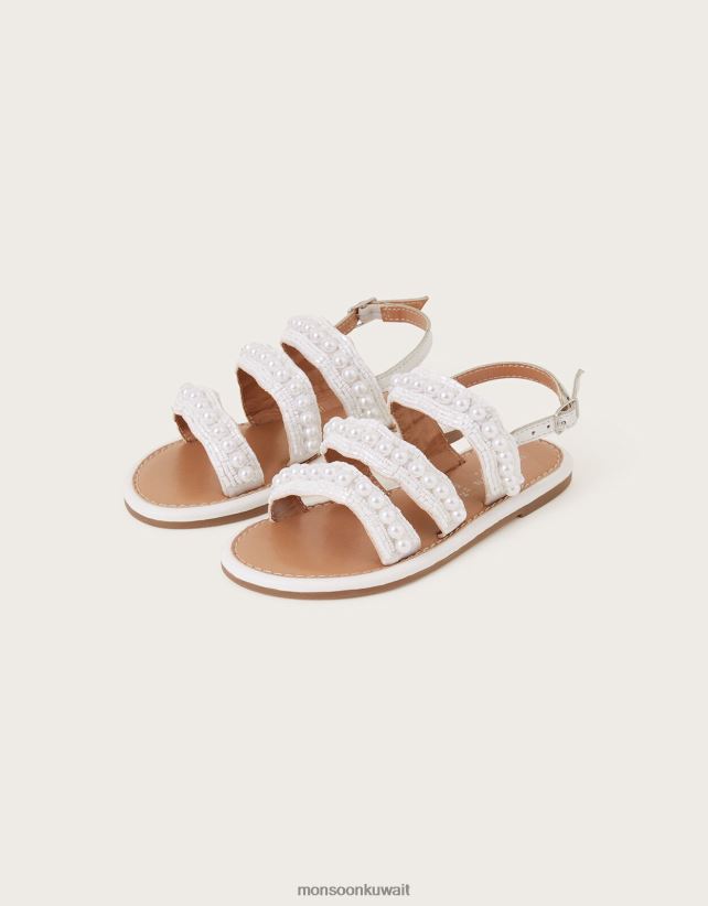 صندل من الجلد مزين باللؤلؤ أحذية عاج Monsoon أطفال N4BV8X2757 - Monsoon children