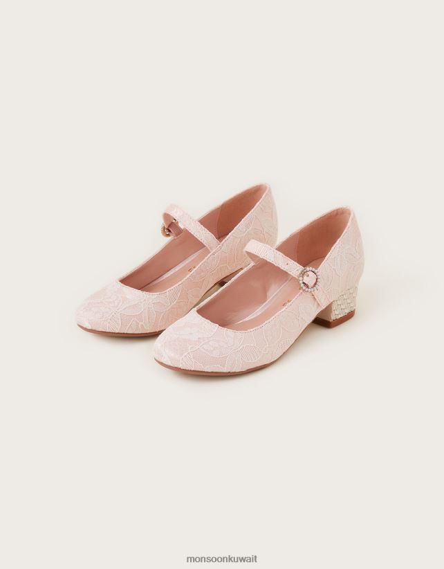 Monsoon accessorize - كعب زهرة الدانتيل أحذية لون القرنفل Monsoon أطفال N4BV8X2758