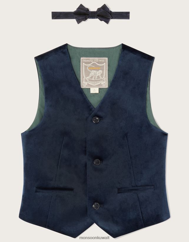 Monsoon accessorize - طقم صدرية مخملية وربطة عنق ملابس الأزرق الداكن) Monsoon ولد N4BV8X2765