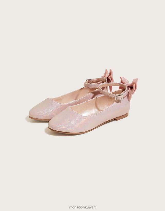 أحذية راقصة الباليه المسطحة من الأورجانزا أحذية لون القرنفل Monsoon بنت N4BV8X2768 - Monsoon children