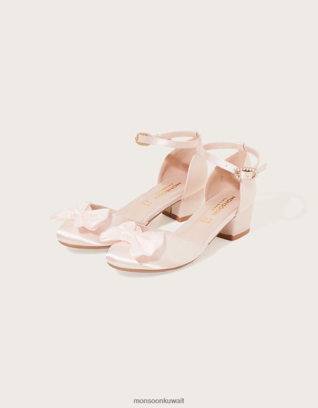 كالي الساتان القوس كعب من جزأين أحذية لون القرنفل Monsoon أطفال N4BV8X2769 - Monsoon kuwait online shopping