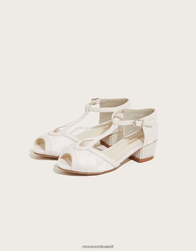 كعوب رقص من الدانتيل واللؤلؤ أحذية عاج Monsoon أطفال N4BV8X2771 - Monsoon kuwait avenues