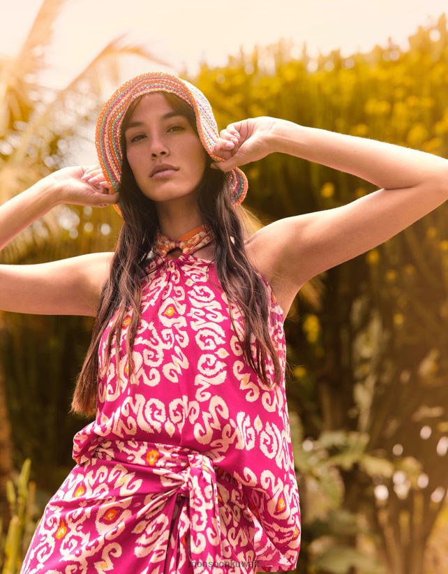 بلوزة كامي بطبعة بانداني بحلقة رسن في لينزينج إيكوفيرو ملابس لون القرنفل Monsoon نحيف N4BV8X278 - Monsoon kuwait avenues