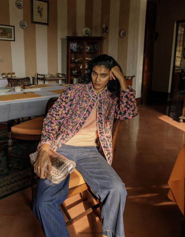 سترة مبطنة بطبعات زهور وإيكات في لينزينج إيكوفيرو ملابس البرتقالي Monsoon نحيف N4BV8X2803 - Monsoon kuwait online shopping