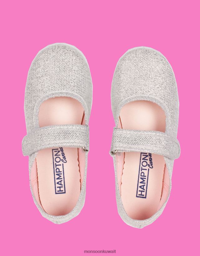 Monsoon محل - هامبتون قماش مارثا بليمسولز الفضة أحذية فضة Monsoon أطفال N4BV8X2810