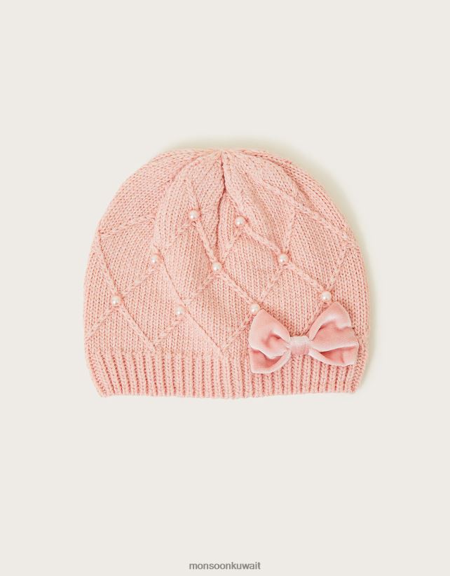 قبعة صغيرة متماسكة لؤلؤية من البوليستر المعاد تدويره ملحق لون القرنفل Monsoon أطفال N4BV8X2814 - Monsoon kuwait online shopping