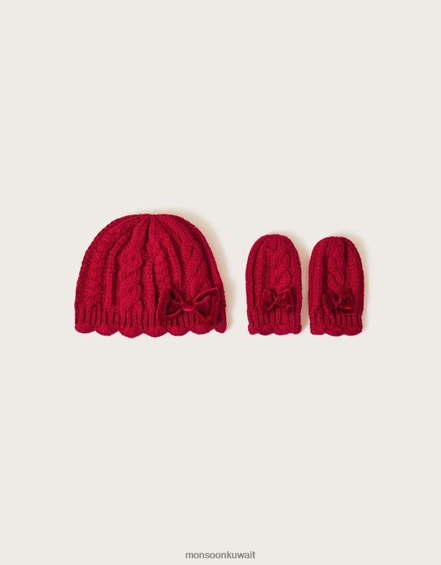 مجموعة قبعة وقفازات للأطفال ملحق أحمر Monsoon أطفال N4BV8X2823 - Monsoon kuwait online shopping