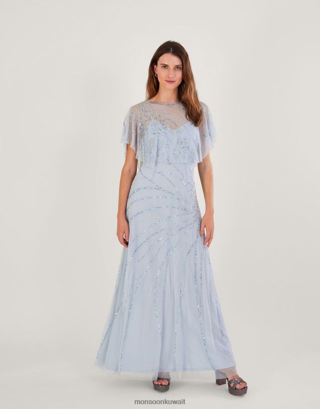 Monsoon accessorize - فستان سيينا طويل مزين بالبوليستر المعاد تدويره ملابس سحاب Monsoon نحيف N4BV8X301