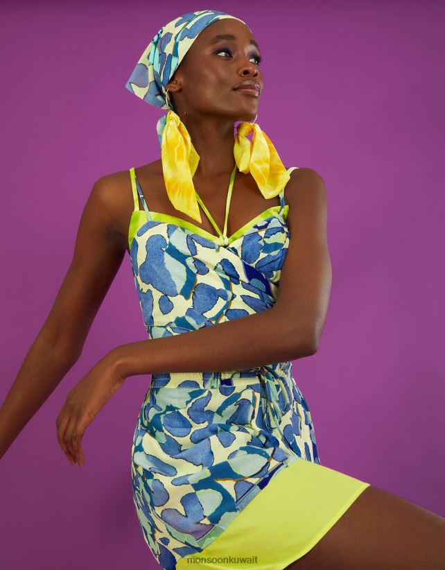 السراويل الطباعة مجردة ملابس الأزرق (الفيروز) Monsoon نحيف N4BV8X302 - Monsoon kuwait online shopping