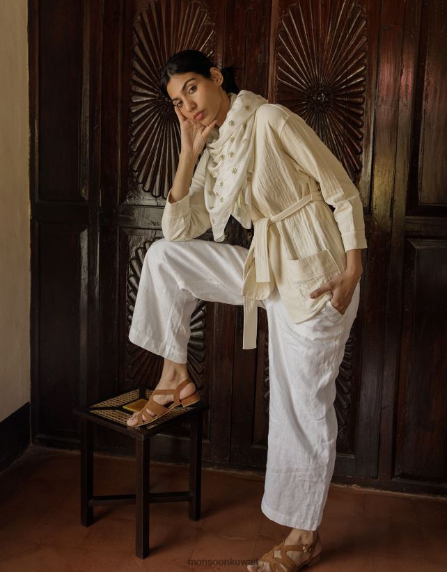 Monsoon accessorize - سترة ربطة عنق عادية ملابس كريم Monsoon نحيف N4BV8X310