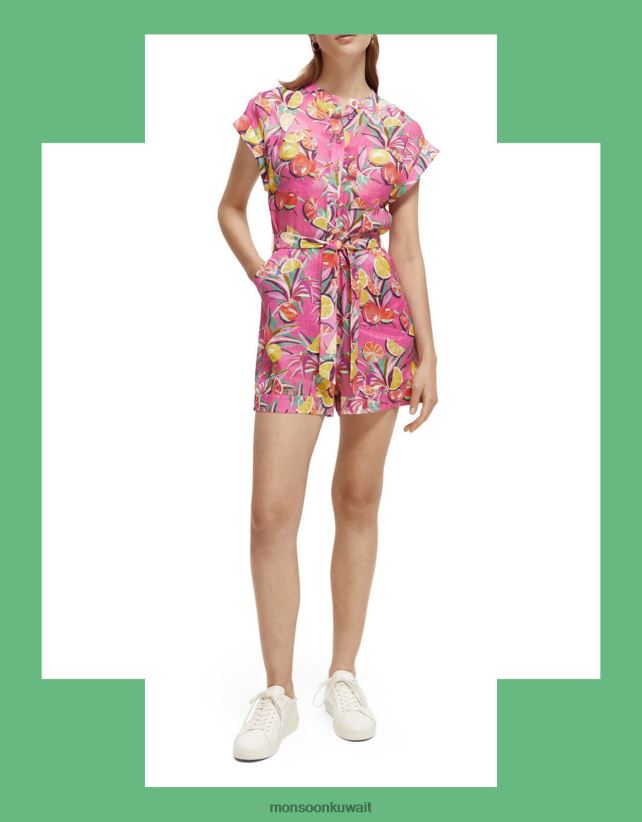 بدلة لعب من الكتان بطبعة سكوتش وصودا ملابس لون القرنفل Monsoon نحيف N4BV8X312 - Monsoon kuwait avenues