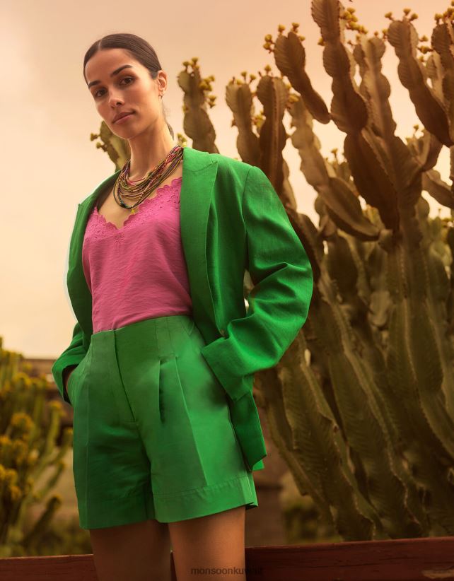 Monsoon Kuwait - ليلي منظم السراويل ملابس أخضر Monsoon نحيف N4BV8X348