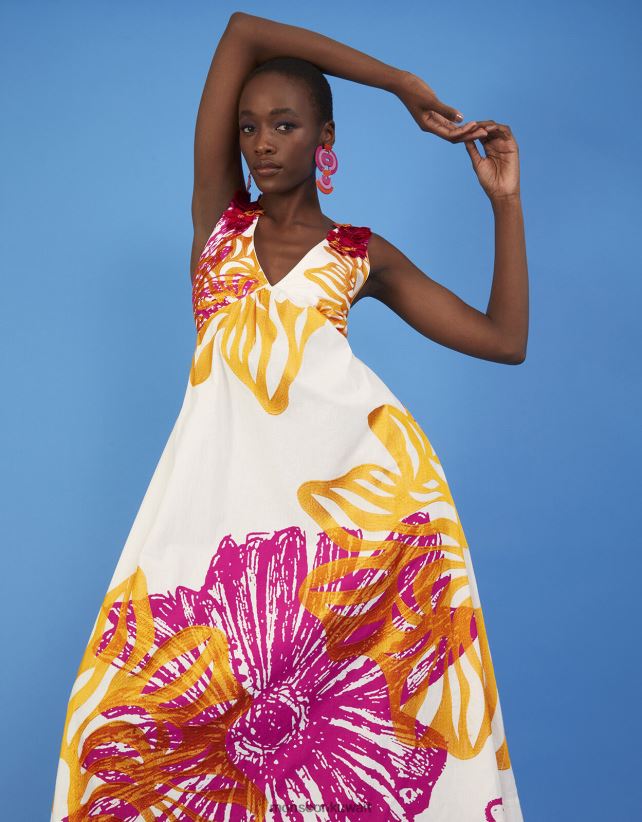 فستان بوبلين بطبعة زهور مارغريت، مصنوع من القطن المستدام ملابس عاج Monsoon نحيف N4BV8X350 - Monsoon online customer service