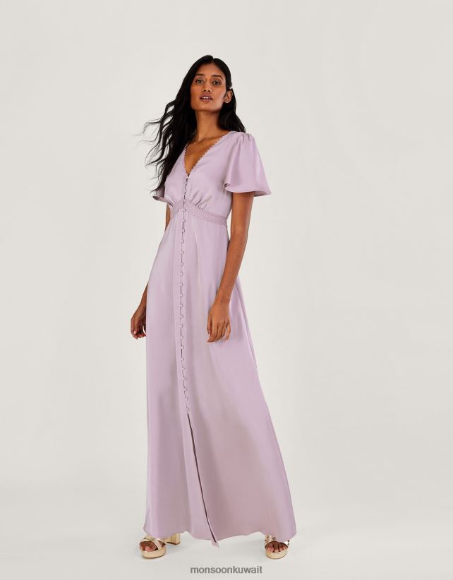 فستان ماكسي من الساتان اللبلاب ملابس المنك Monsoon نحيف N4BV8X388 - Monsoon children