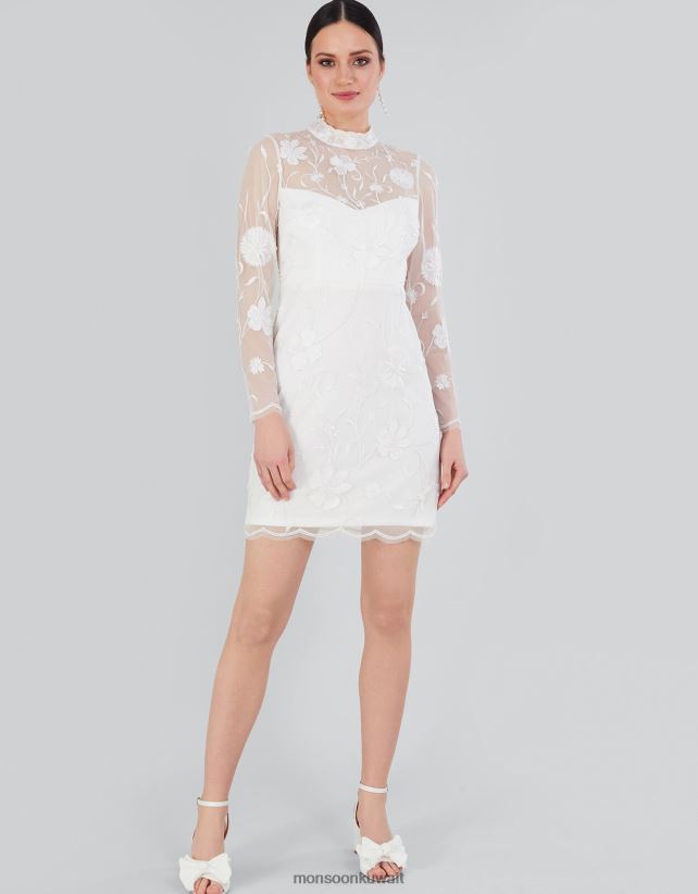 Monsoon accessorize - فستان قصير مطرز من كريستينا ملابس عاج Monsoon نحيف N4BV8X391