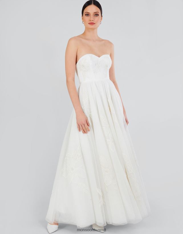 Monsoon معنى - فستان زفاف طويل مطرز من دونا ملابس عاج Monsoon نحيف N4BV8X413