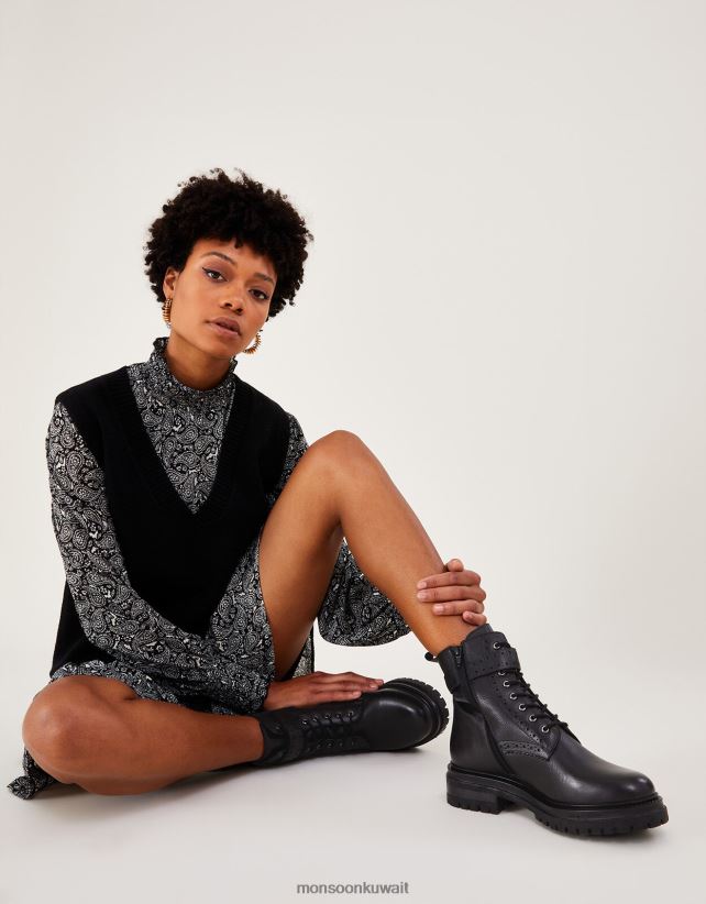 حذاء بروغ ستومبر من الجلد أحذية أسود Monsoon نحيف N4BV8X427 - Monsoon online customer service