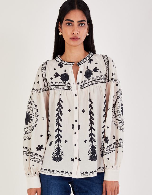 بلوزة زهرية ملابس عاج Monsoon نحيف N4BV8X43 - Monsoon kuwait online shopping